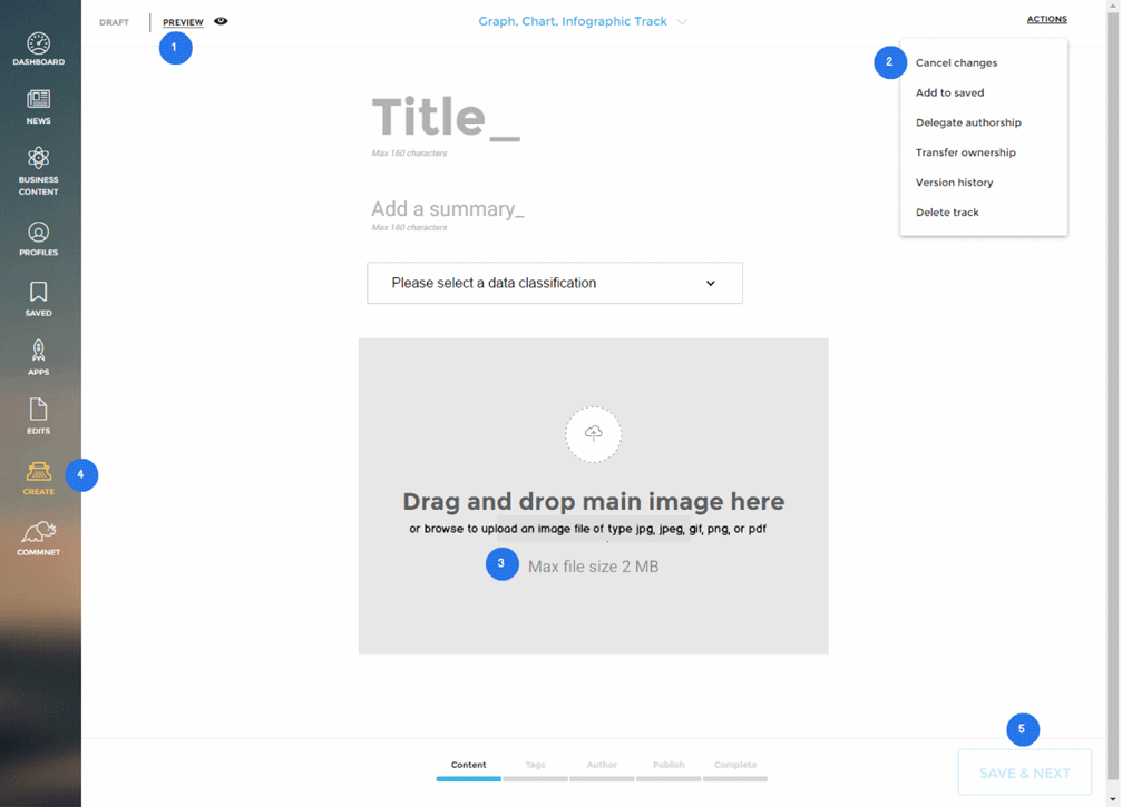 UX / UI design with numbered annotations